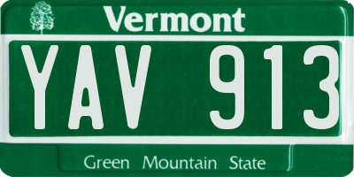 VT license plate YAV913