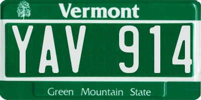 VT license plate YAV914