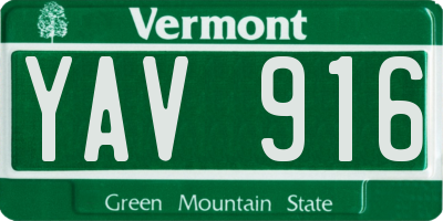 VT license plate YAV916