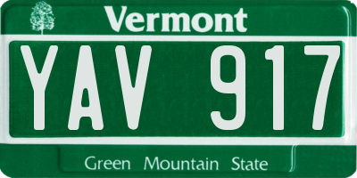VT license plate YAV917