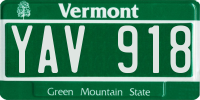 VT license plate YAV918