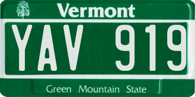 VT license plate YAV919