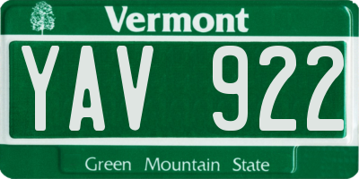 VT license plate YAV922
