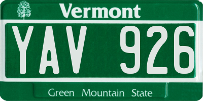 VT license plate YAV926
