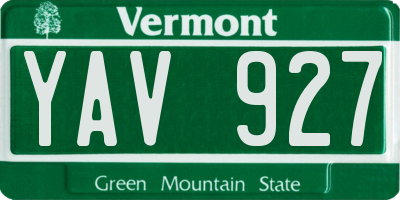 VT license plate YAV927
