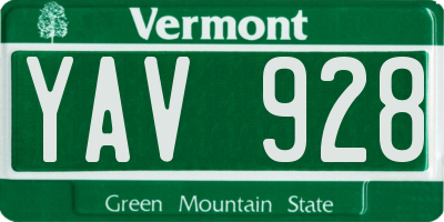 VT license plate YAV928