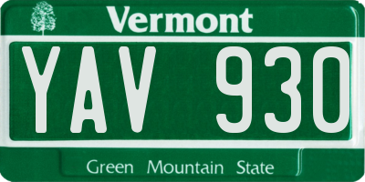 VT license plate YAV930