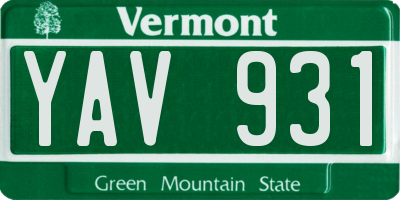 VT license plate YAV931