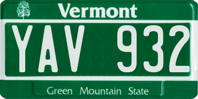 VT license plate YAV932