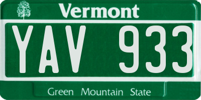 VT license plate YAV933