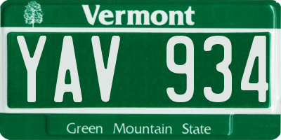 VT license plate YAV934
