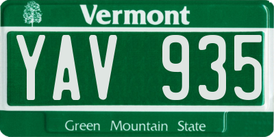 VT license plate YAV935