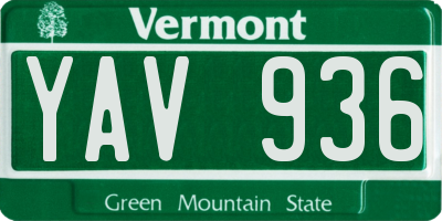 VT license plate YAV936