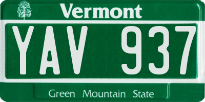 VT license plate YAV937