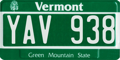 VT license plate YAV938