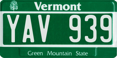 VT license plate YAV939