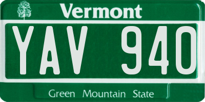 VT license plate YAV940