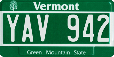 VT license plate YAV942