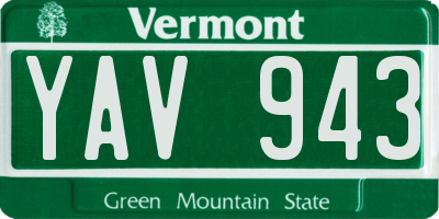 VT license plate YAV943