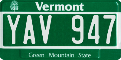 VT license plate YAV947
