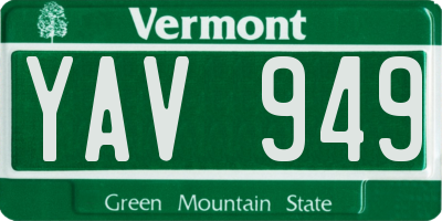 VT license plate YAV949