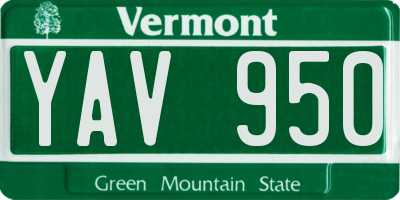 VT license plate YAV950