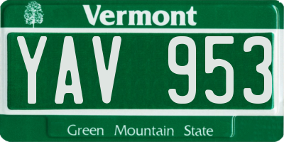 VT license plate YAV953