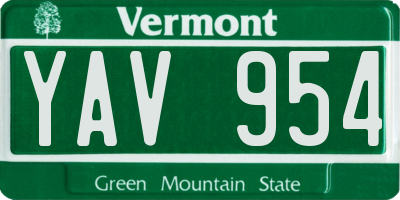 VT license plate YAV954