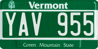 VT license plate YAV955