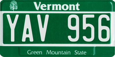 VT license plate YAV956