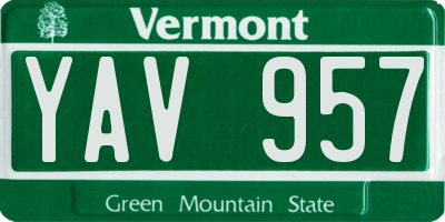 VT license plate YAV957
