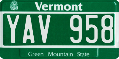 VT license plate YAV958