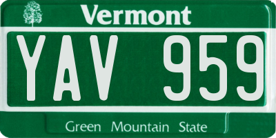 VT license plate YAV959
