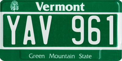 VT license plate YAV961