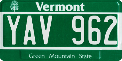 VT license plate YAV962