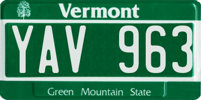 VT license plate YAV963