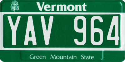 VT license plate YAV964