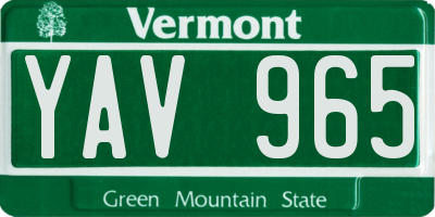 VT license plate YAV965