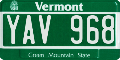 VT license plate YAV968