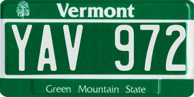 VT license plate YAV972