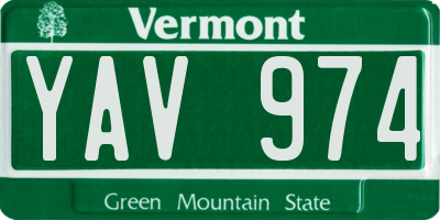 VT license plate YAV974