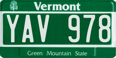 VT license plate YAV978