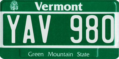 VT license plate YAV980