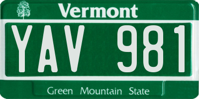 VT license plate YAV981