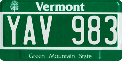 VT license plate YAV983