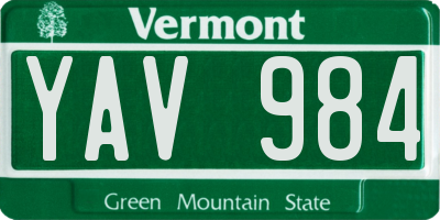 VT license plate YAV984