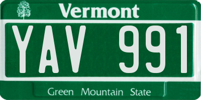 VT license plate YAV991