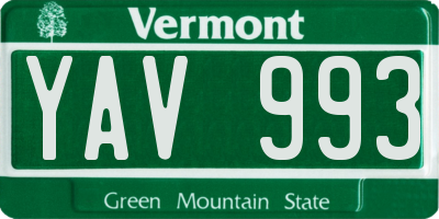 VT license plate YAV993