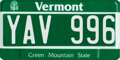 VT license plate YAV996
