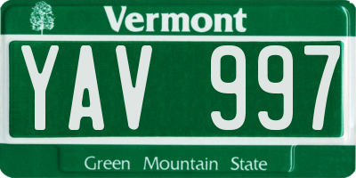 VT license plate YAV997